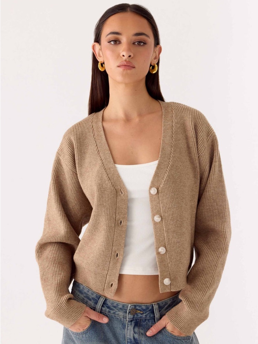 Peppermayo Orla Knit Cropped Sweater in Taupe Size XS/S